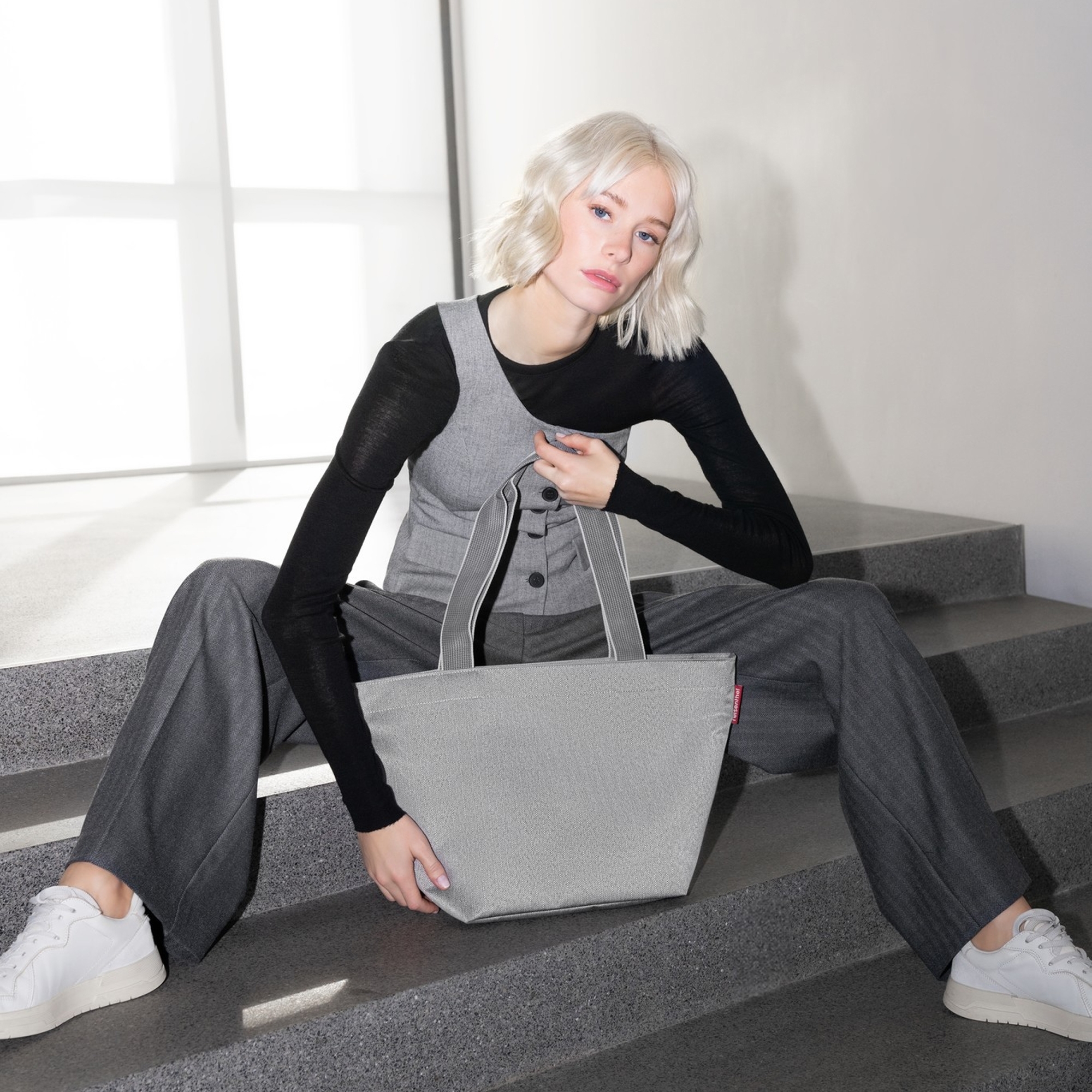 reisenthel - shopper M - herringbone grey