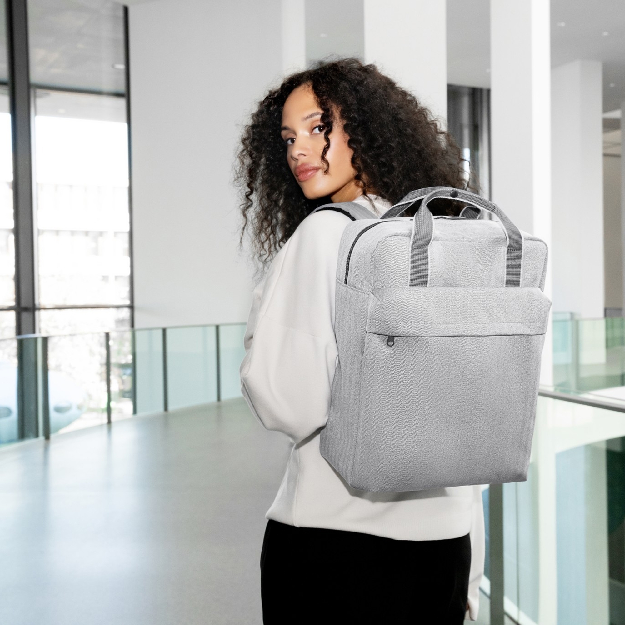 reisenthel - allday backpack m - herringbone grey