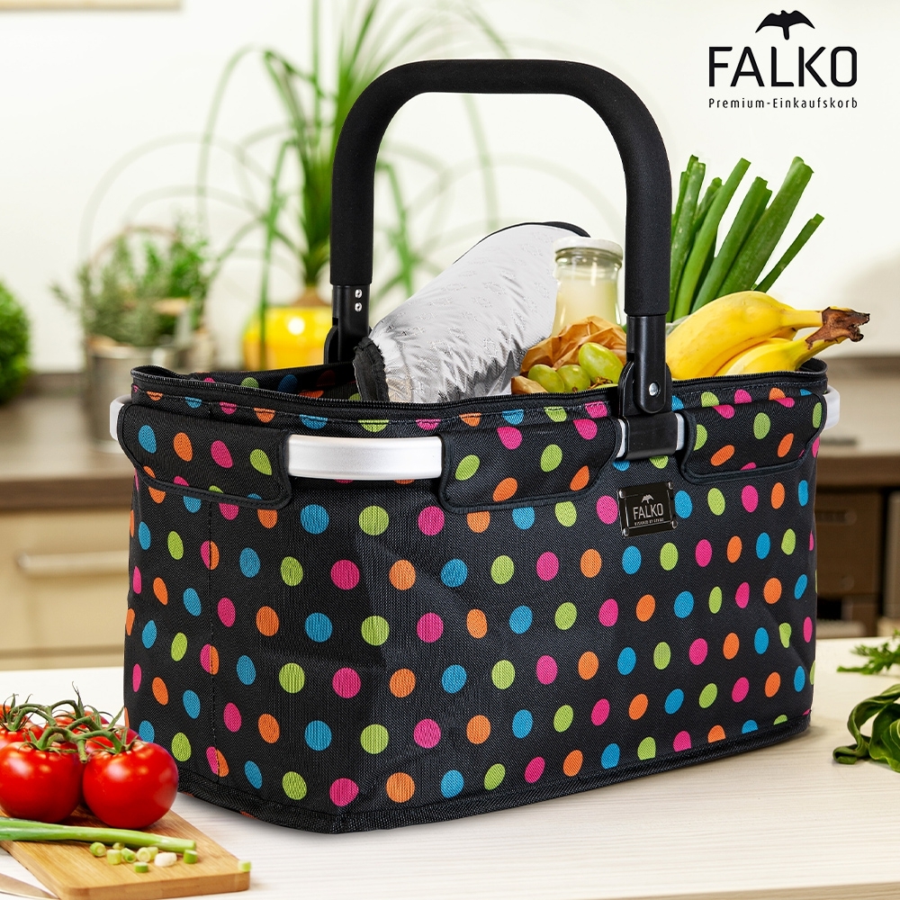 Genius - Falko Thermo Shopping Basket - Black with Dots