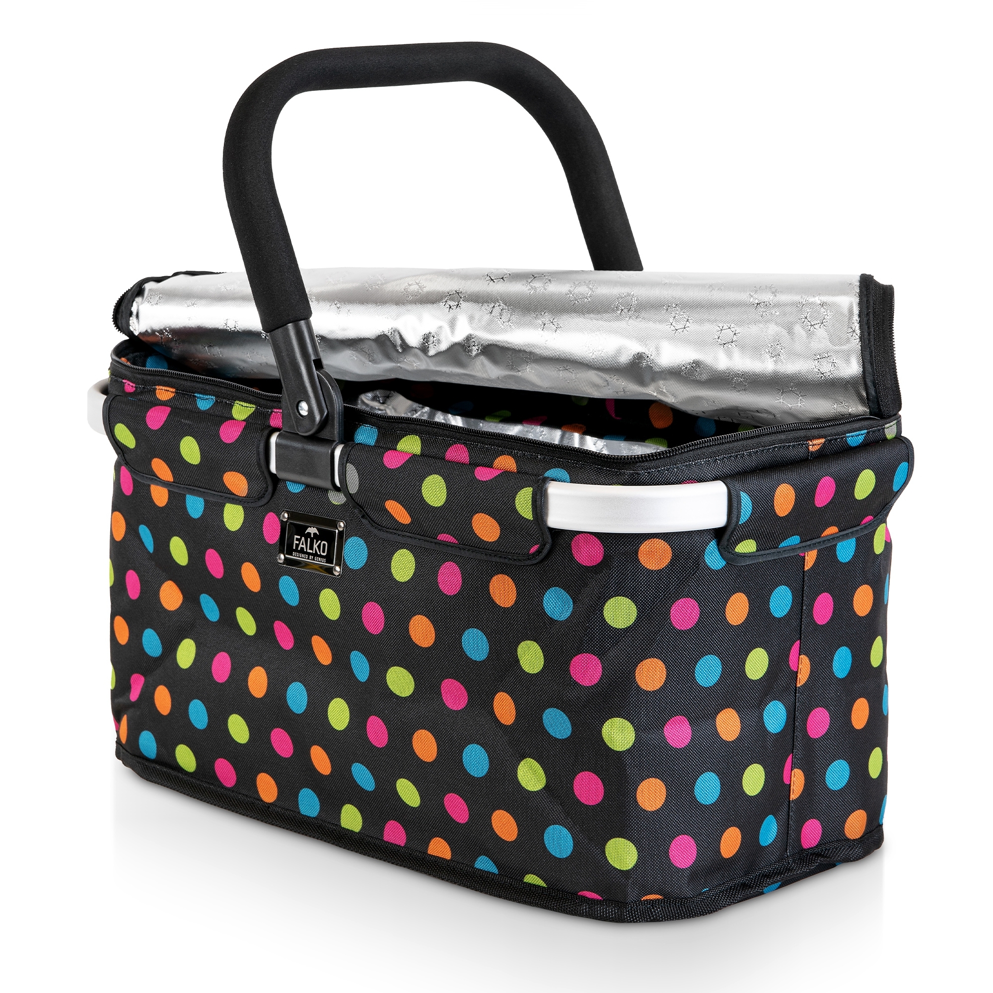 Genius - Falko Thermo Shopping Basket - Black with Dots